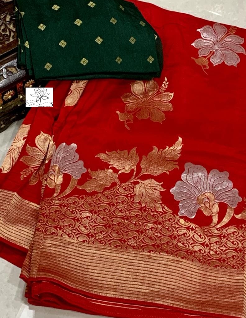 Gulshan moonga saree - Saffronfashionindia