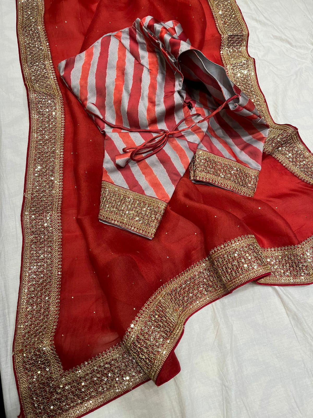 Blossom organza saree - Saffronfashionindia