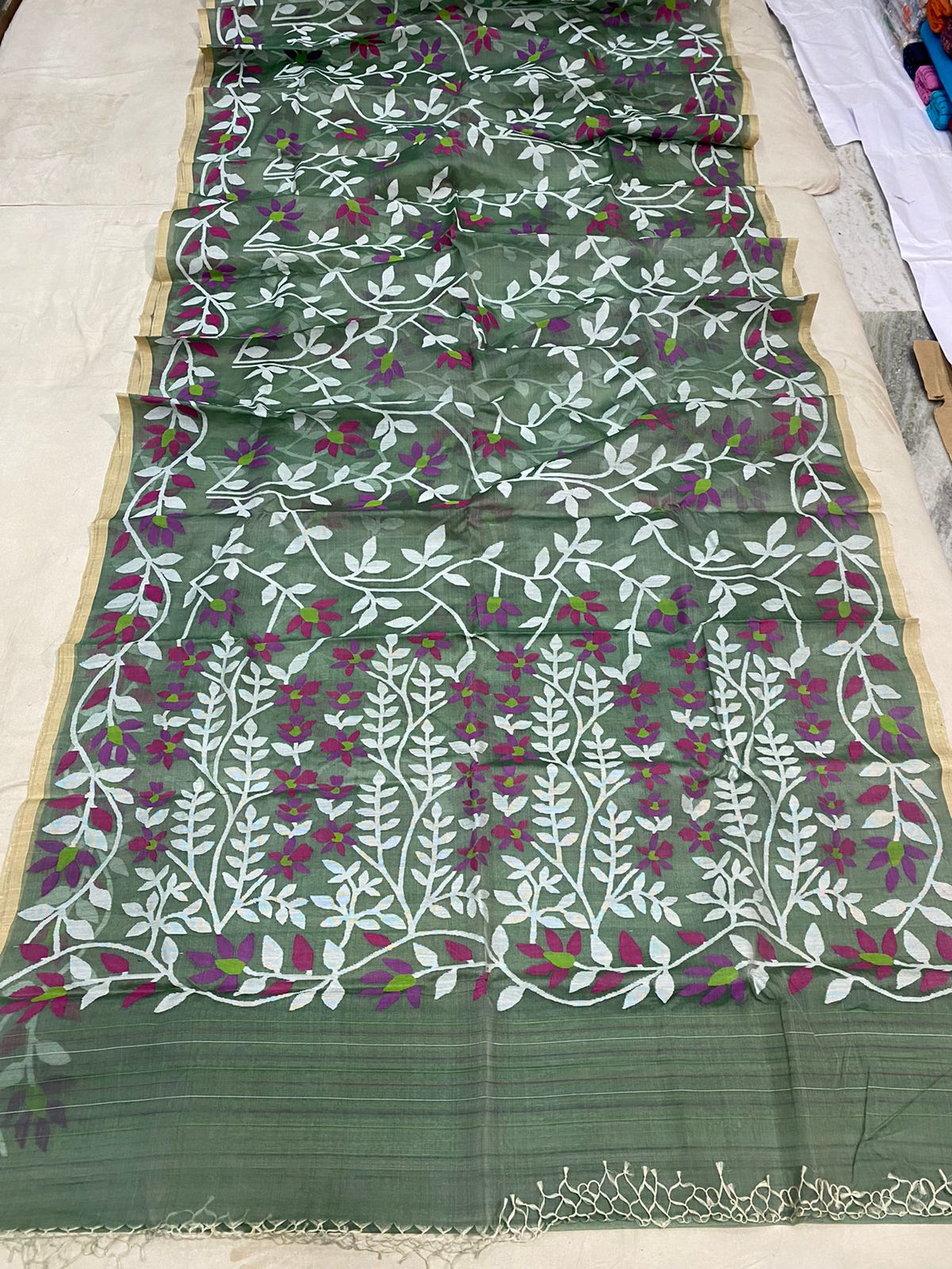 Mohini muslin jamdani saree - Saffronfashionindia