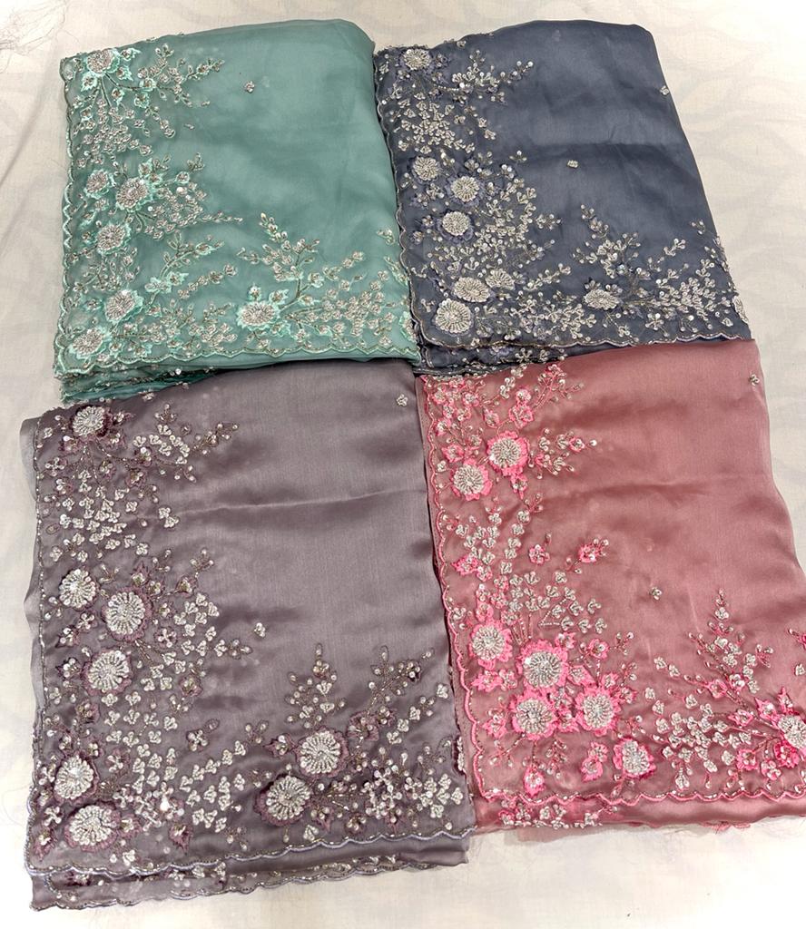 Ishik organza partywear saree - Saffronfashionindia
