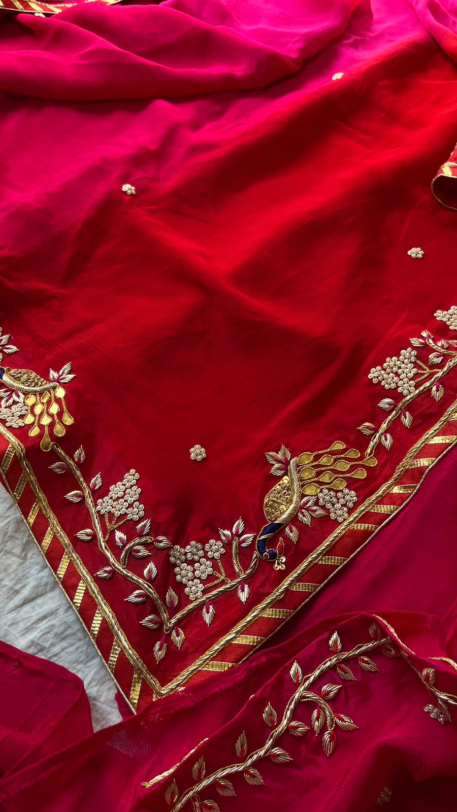 Stunning red zardosi saree - Saffronfashionindia