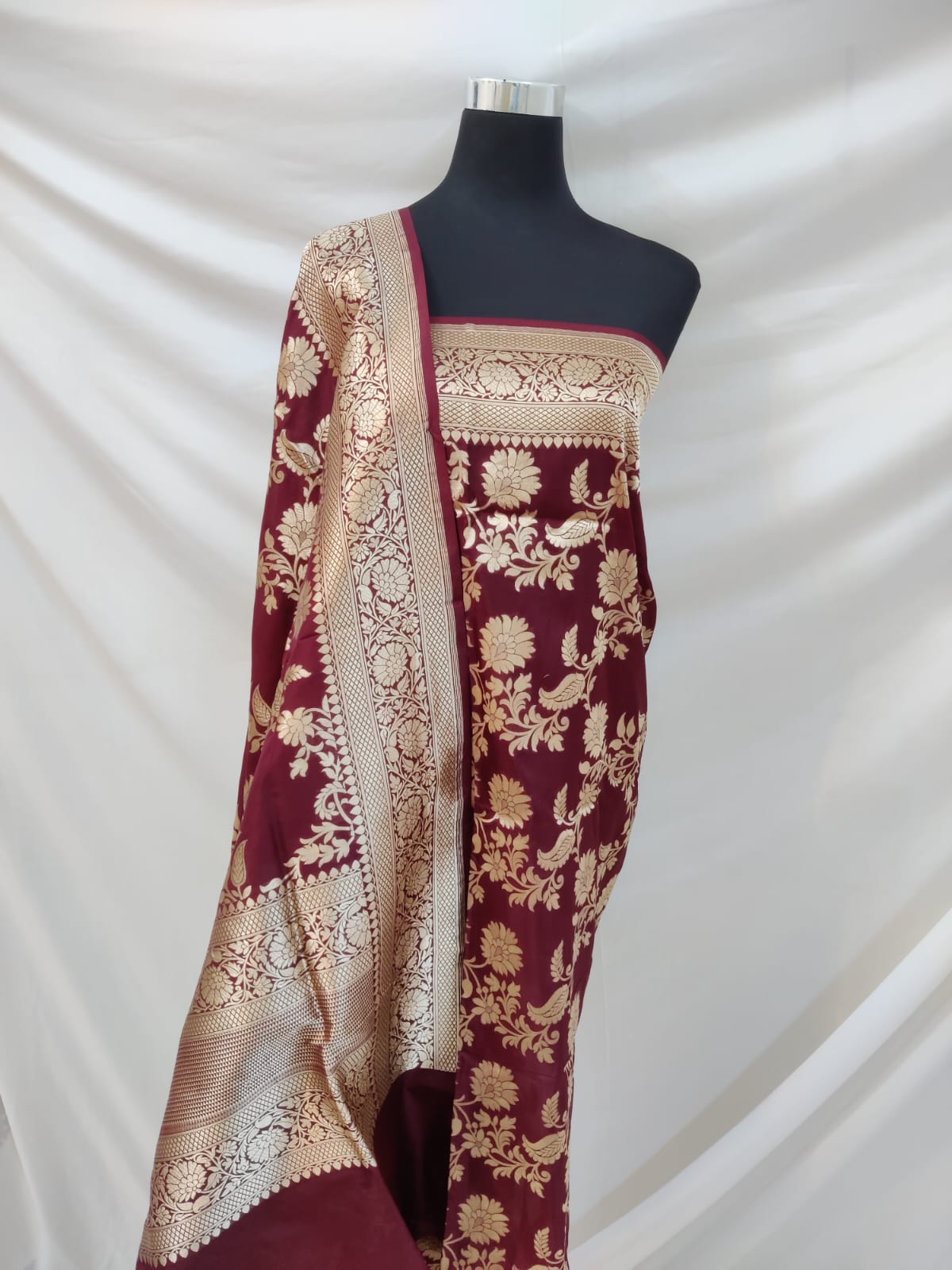 Katan handwoven silk dupatta - Saffronfashionindia