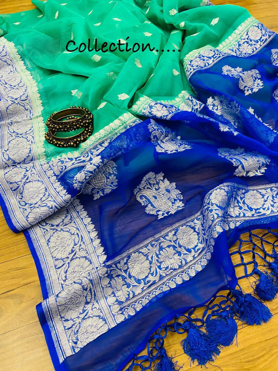 Banarsi chiffon saree - Saffronfashionindia