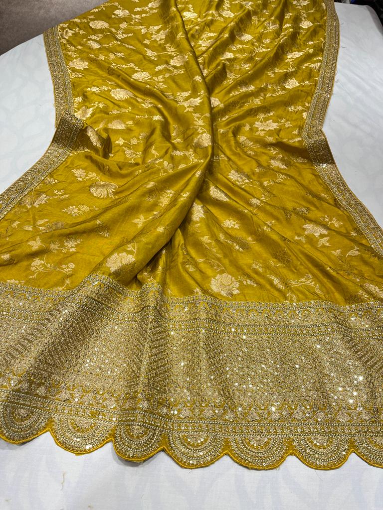 Silk sari zardosi saree - Saffronfashionindia