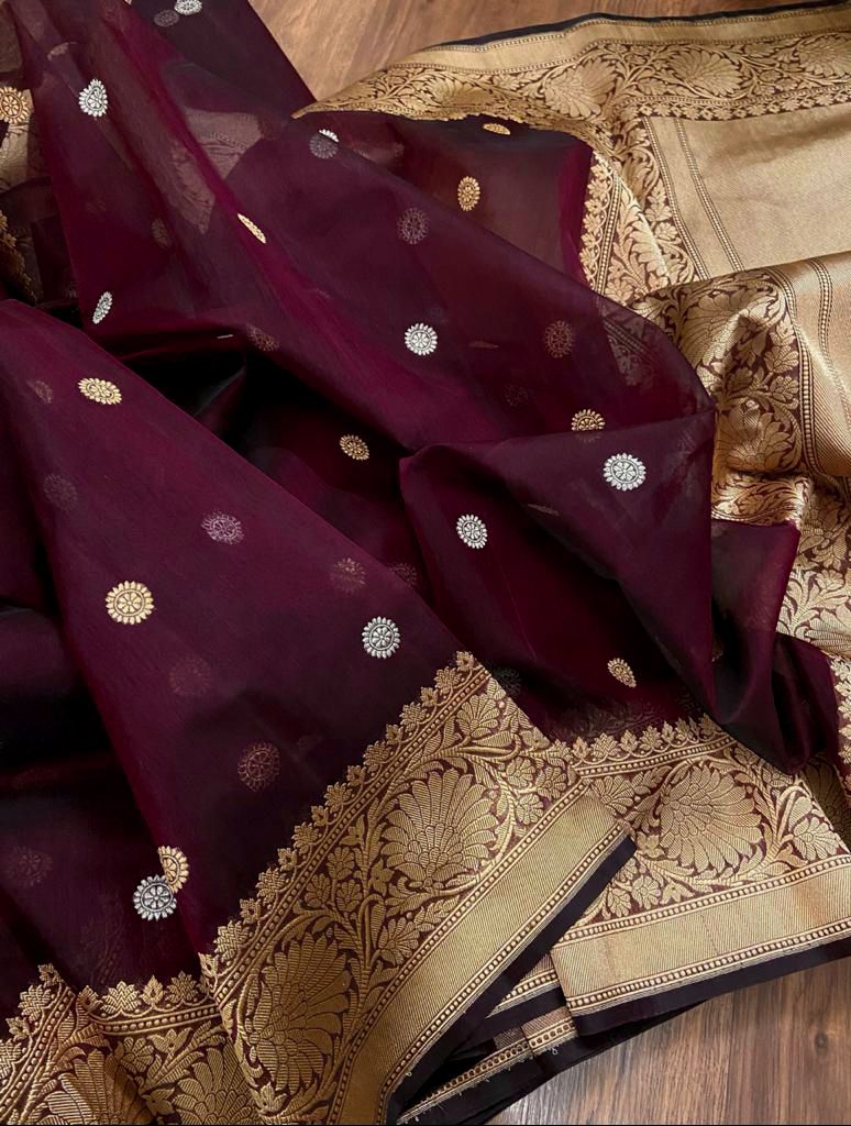 Laxmi banarsi kora saree - Saffronfashionindia