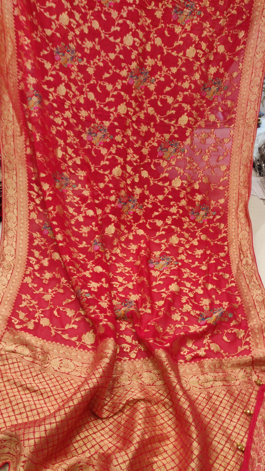 Pratima gorgette saree,,,,khaddi saree - Saffronfashionindia