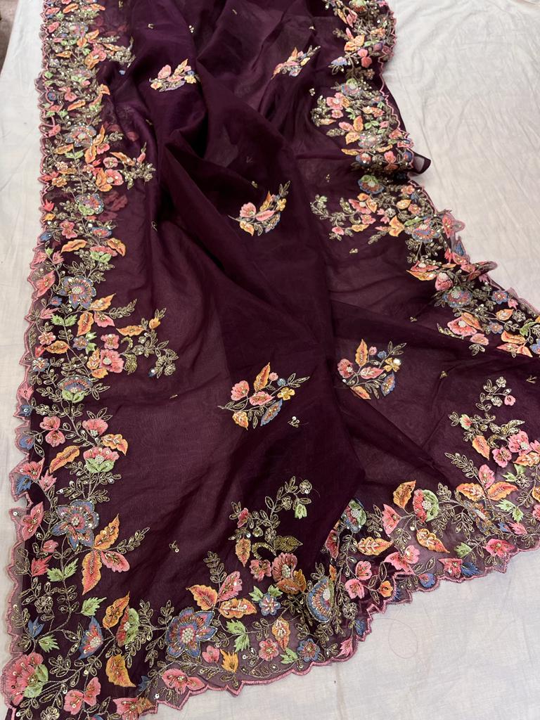 Venice purple saree - Saffronfashionindia