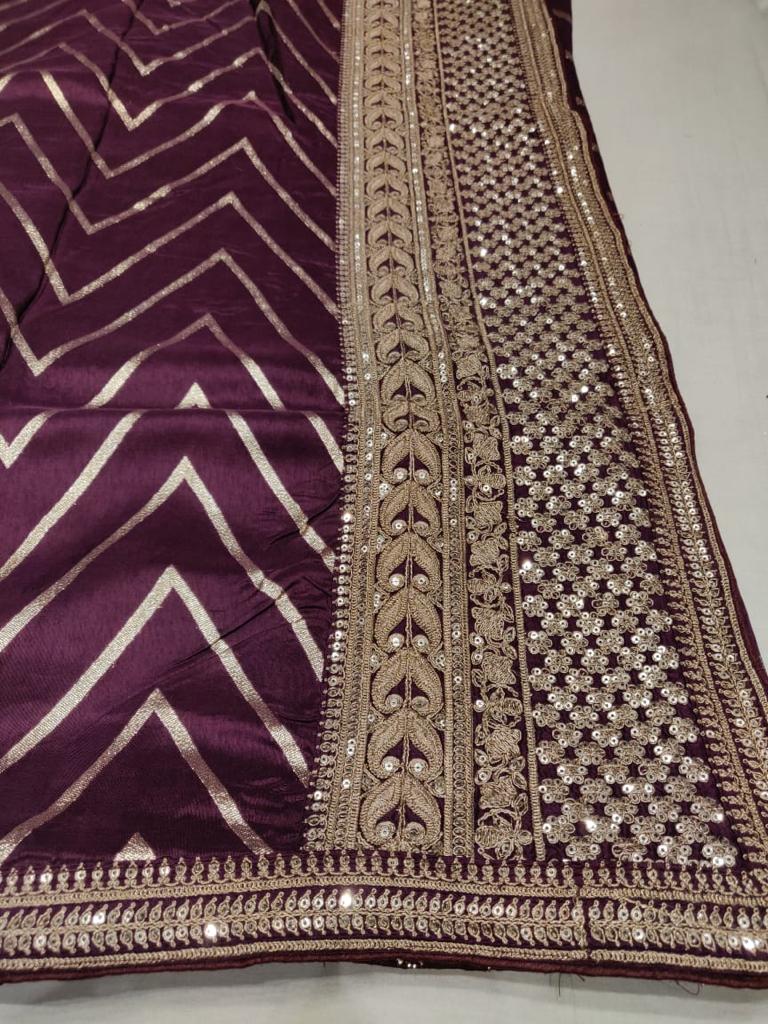 Striped inspired silk saree/casual sari - Saffronfashionindia