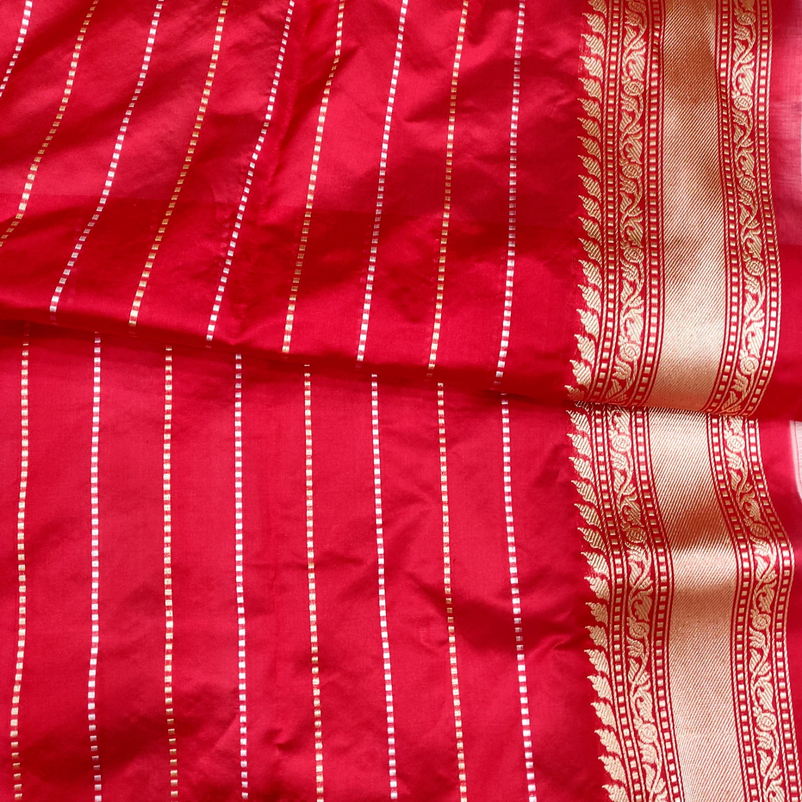 Kora silk peach handwoven saree - Saffronfashionindia