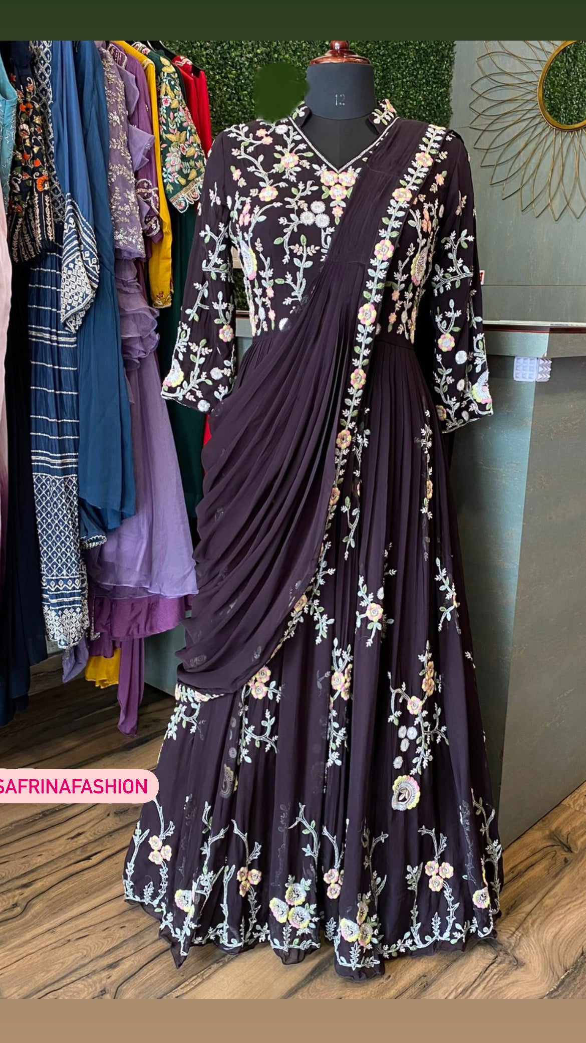 Black wedding indowestern embroidery dress - Saffronfashionindia