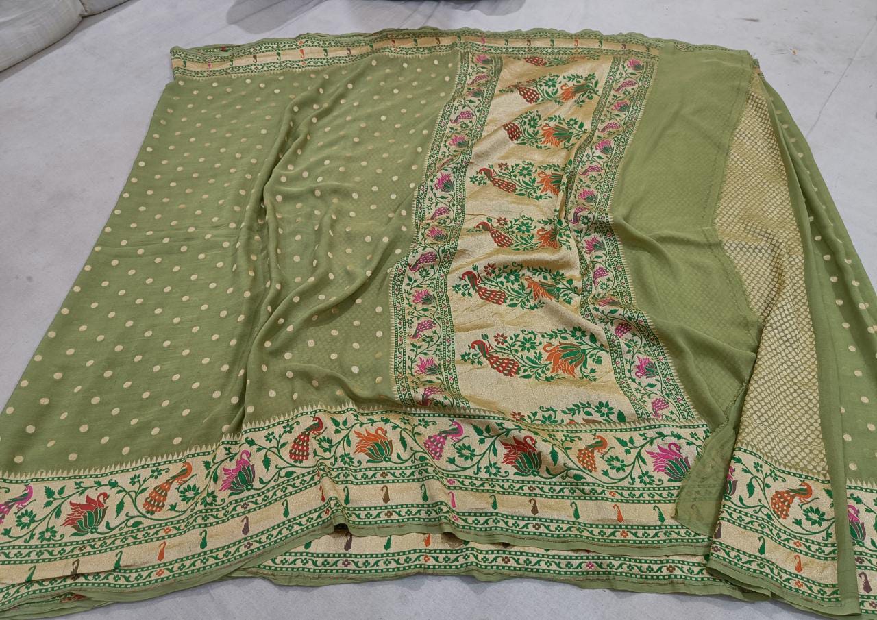 Sikhagarh gorgette saree - Saffronfashionindia
