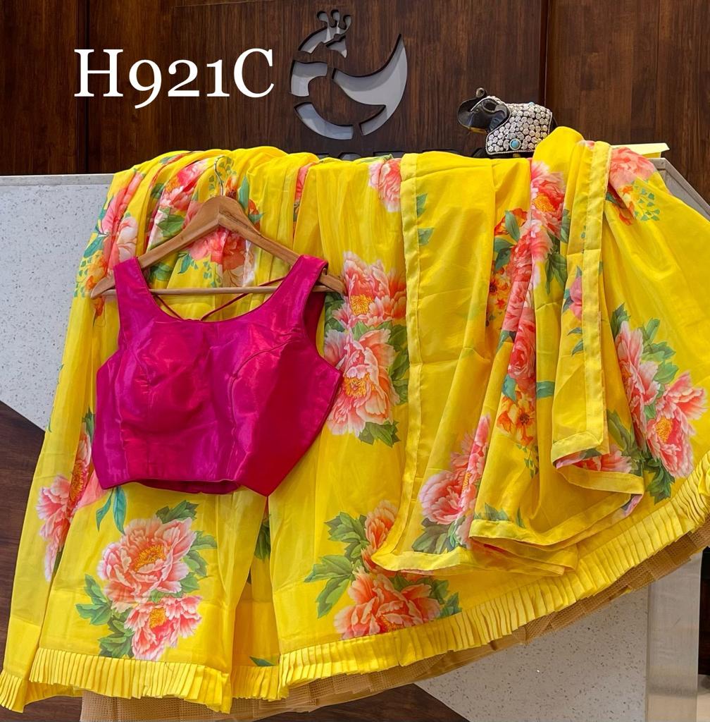 Floral printed lehangas - Saffronfashionindia