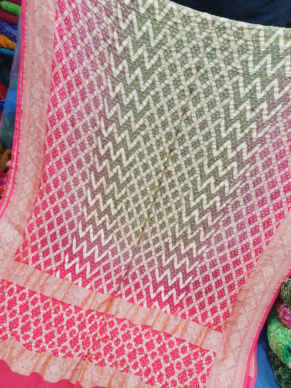 Rimili gorgette dupatta/bandhej dupatta - Saffronfashionindia