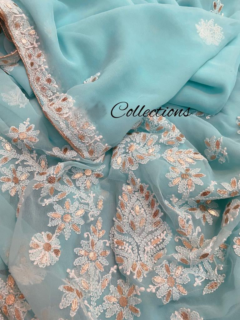 Khushnama Chikankari saree - Saffronfashionindia
