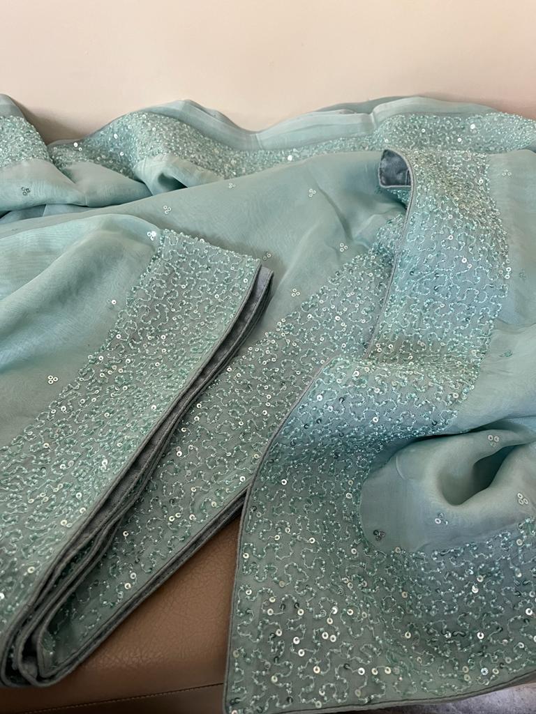 Navika organza pearl saree - Saffronfashionindia