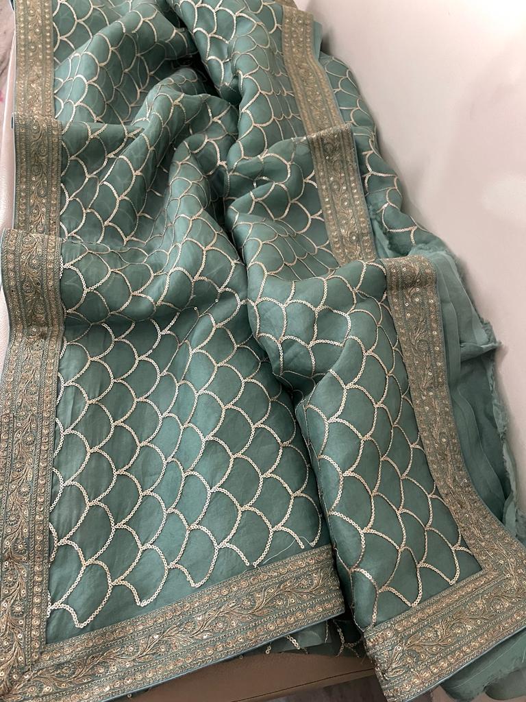 Nishabd organza sequence saree - Saffronfashionindia