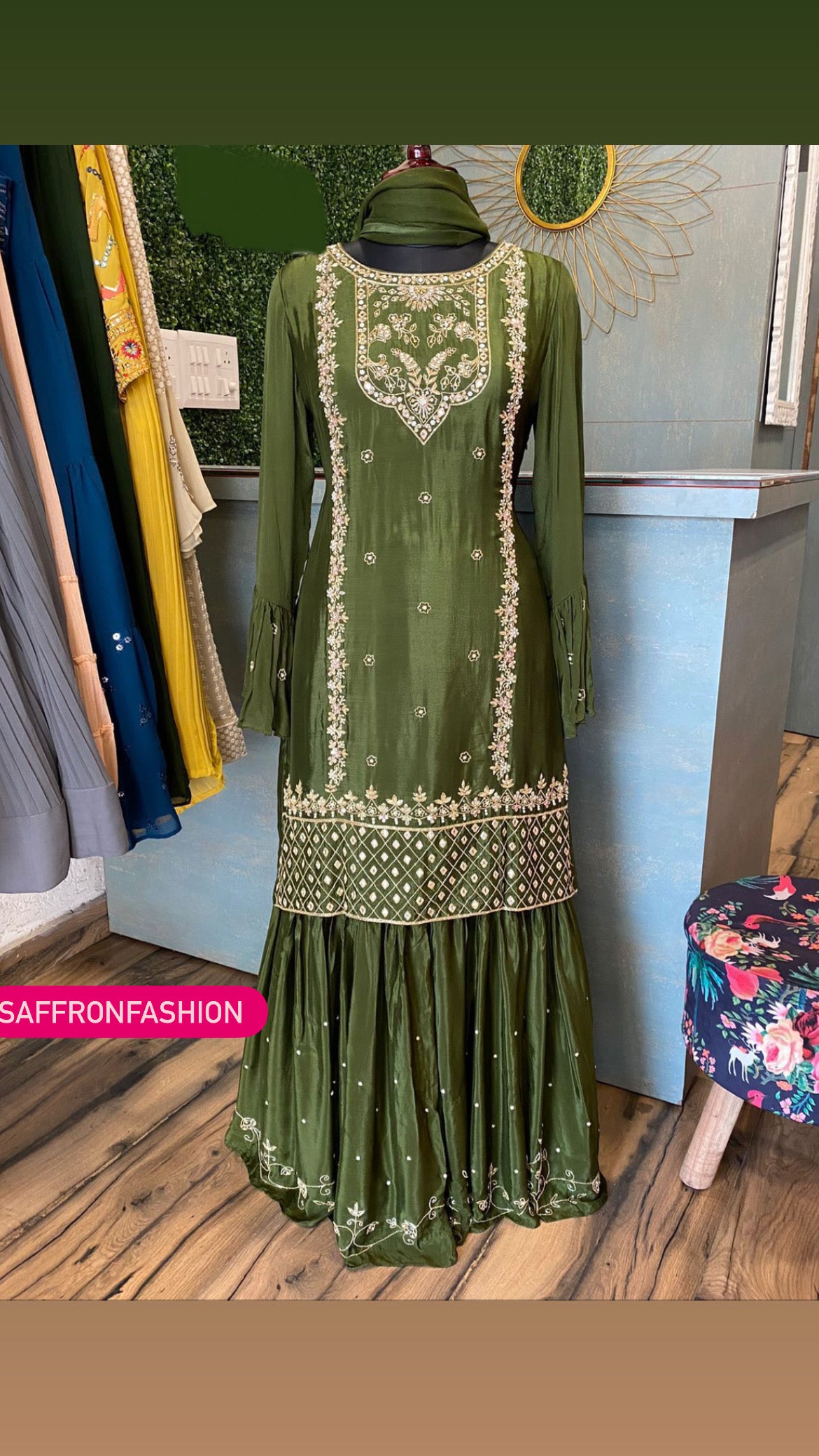 Hariyali kurta dress - Saffronfashionindia