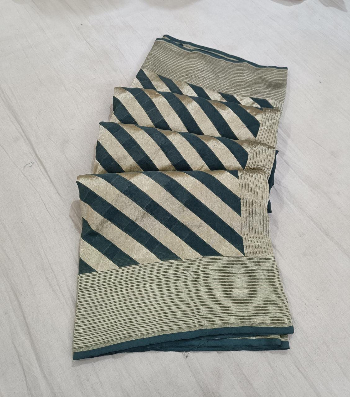 Striped lehariya gorgette chiffon saree - Saffronfashionindia