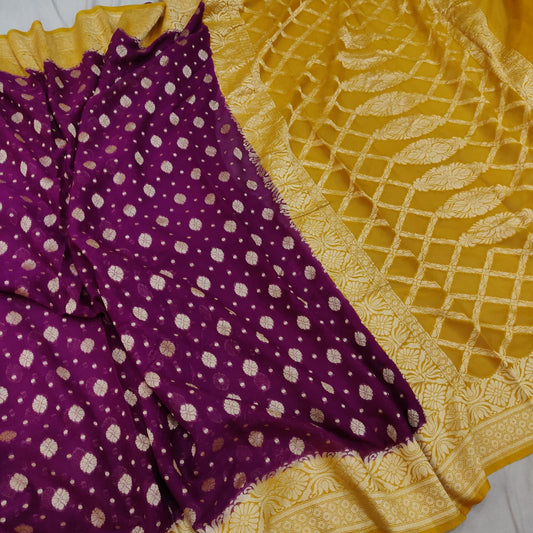 Handwoven chiffon gorgette saree - Saffronfashionindia