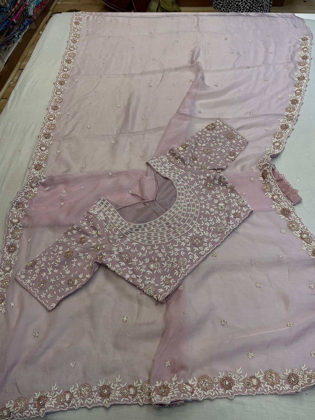 Venusiani embroidery sari - Saffronfashionindia