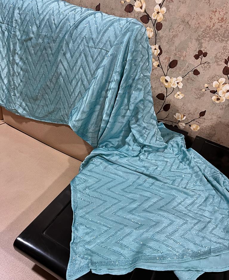 Swarovski satin designer saree - Saffronfashionindia
