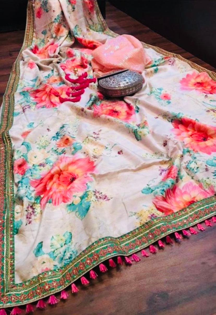 Floral sabyasachi saree - Saffronfashionindia