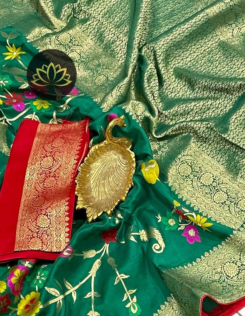 Hameshi moonga banarsi saree - Saffronfashionindia