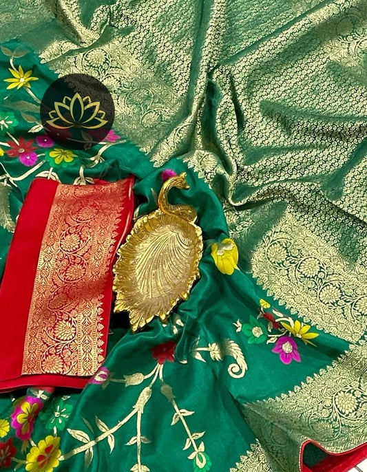 Hameshi moonga banarsi saree - Saffronfashionindia