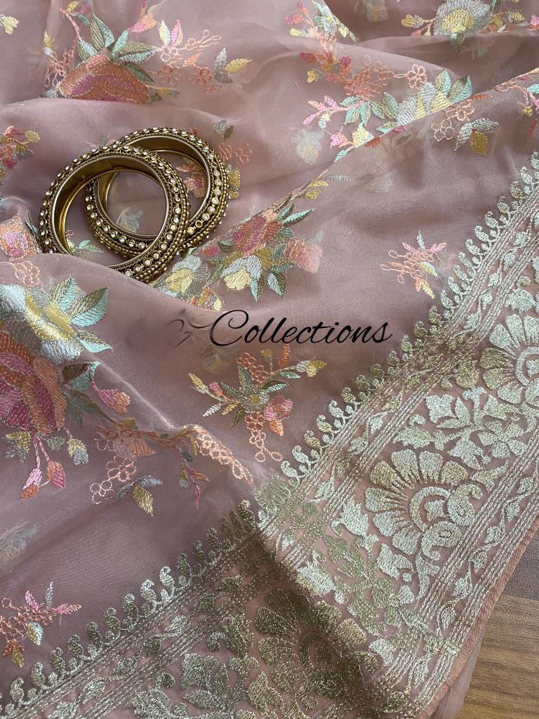Vanilla gorgeous saree/embroidered saree - Saffronfashionindia