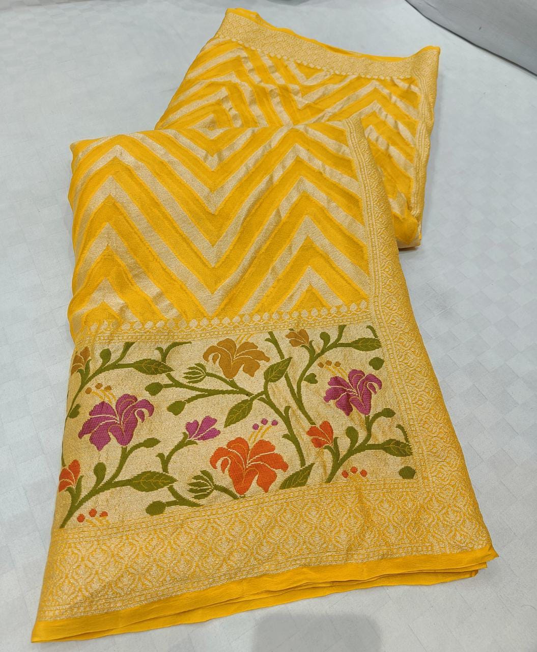 Zig zag inspired striped saree - Saffronfashionindia