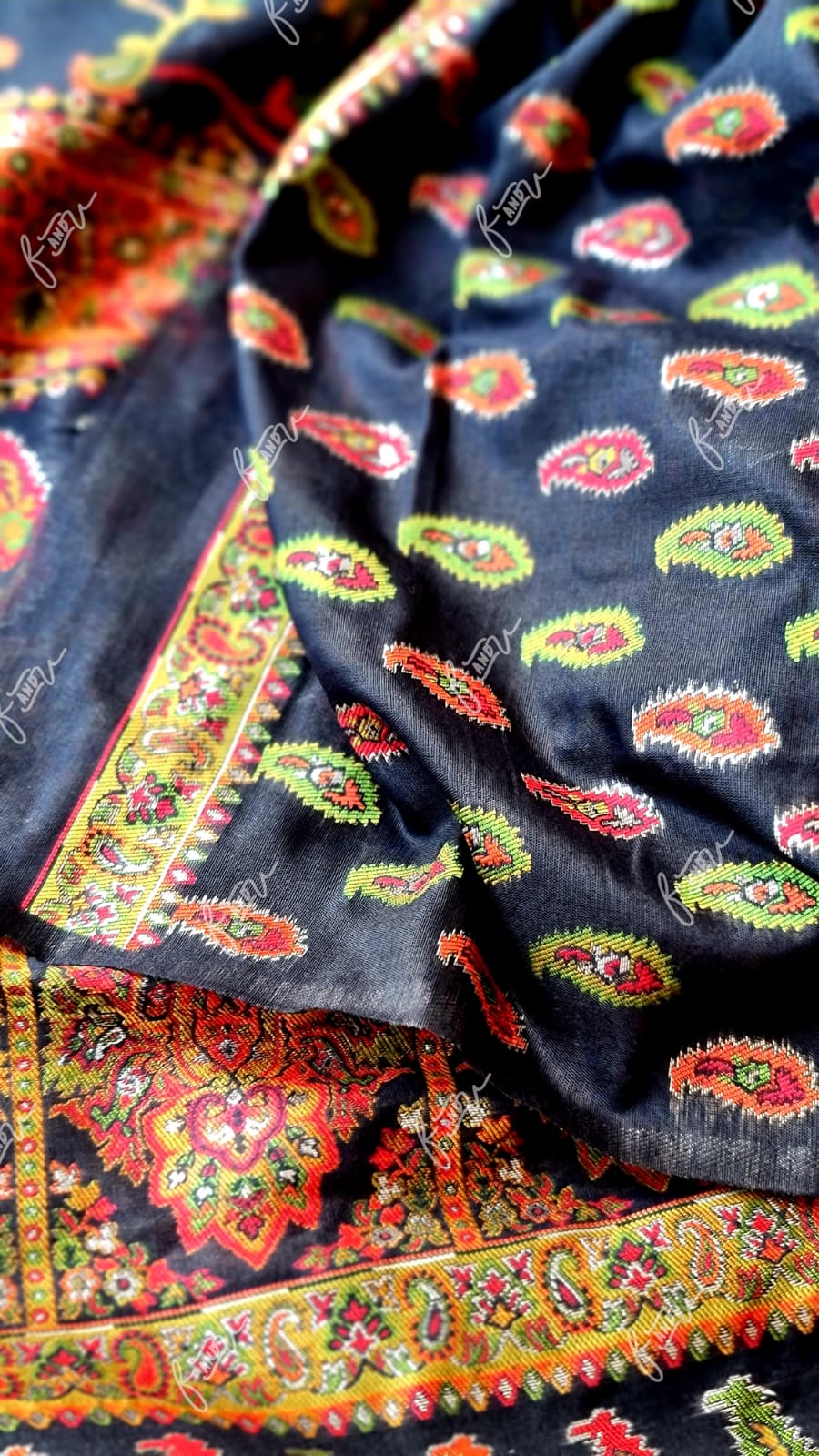 Black pasha Kani silk saree - Saffronfashionindia