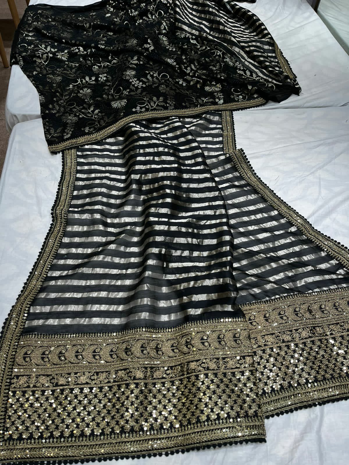 Striped zari inspired saree - Saffronfashionindia