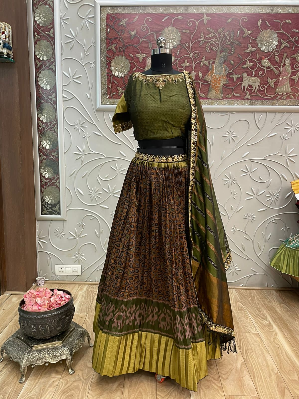 Silk designer inspired lehanga - Saffronfashionindia