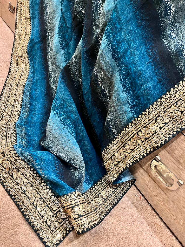 Perisha gorgette saree - Saffronfashionindia