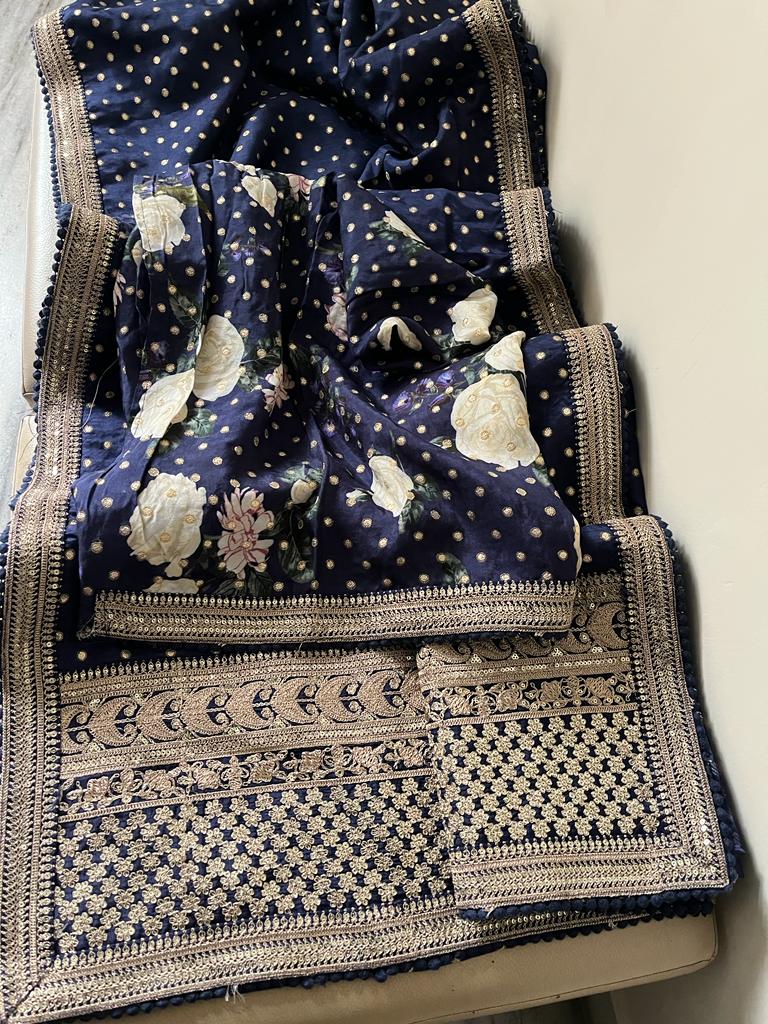 Roshni silk inspired printed saree - Saffronfashionindia