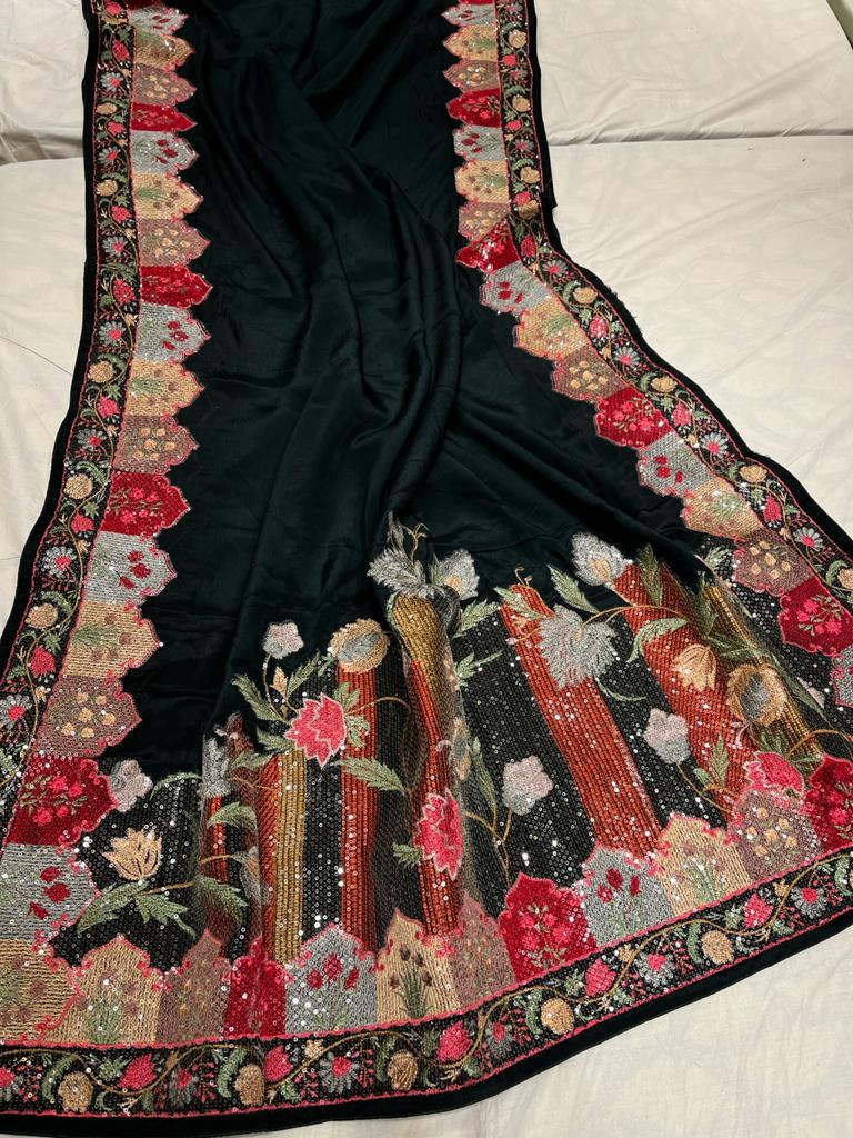 Ashvi crepe designer saree - Saffronfashionindia