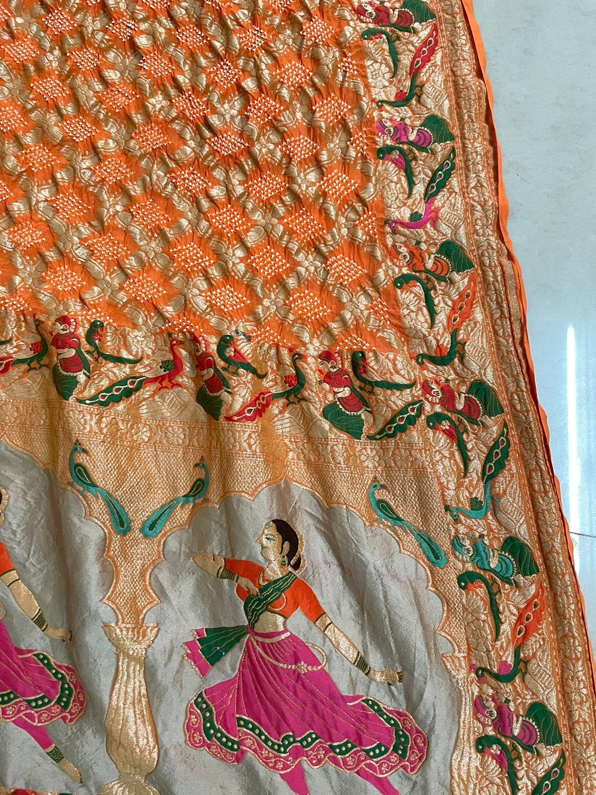 Susen bandhej gorgette dupatta - Saffronfashionindia