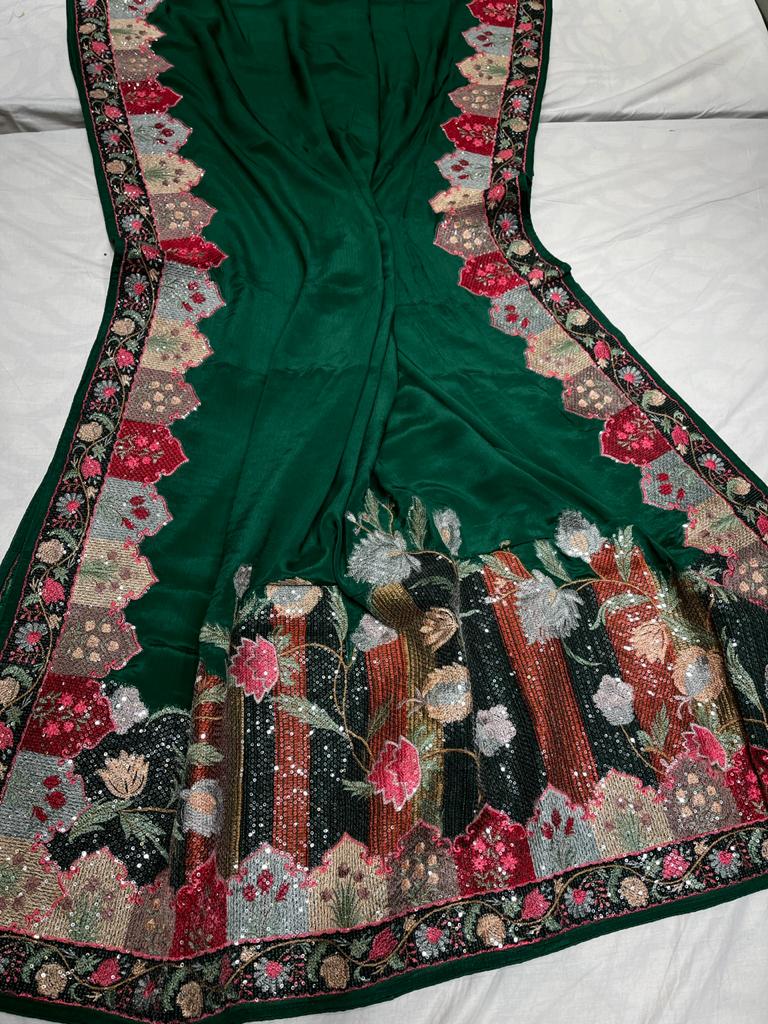 Ashvi crepe designer saree - Saffronfashionindia