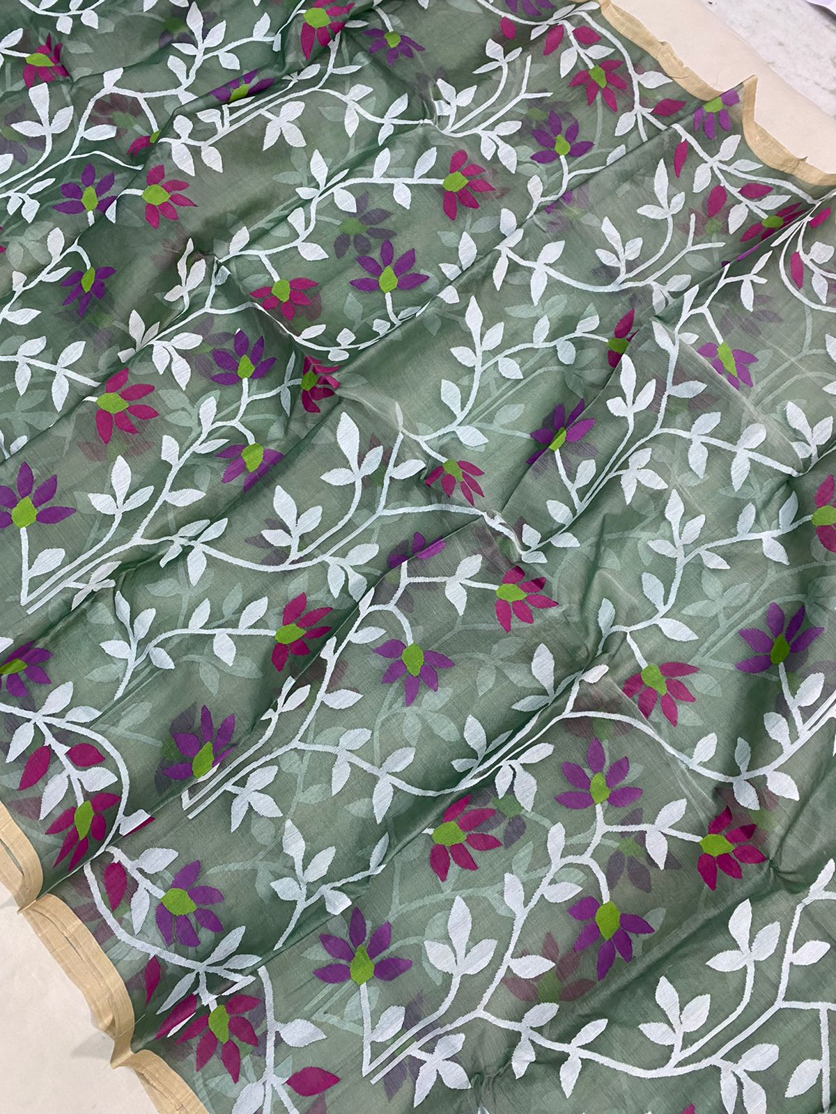 Mohini muslin jamdani saree - Saffronfashionindia
