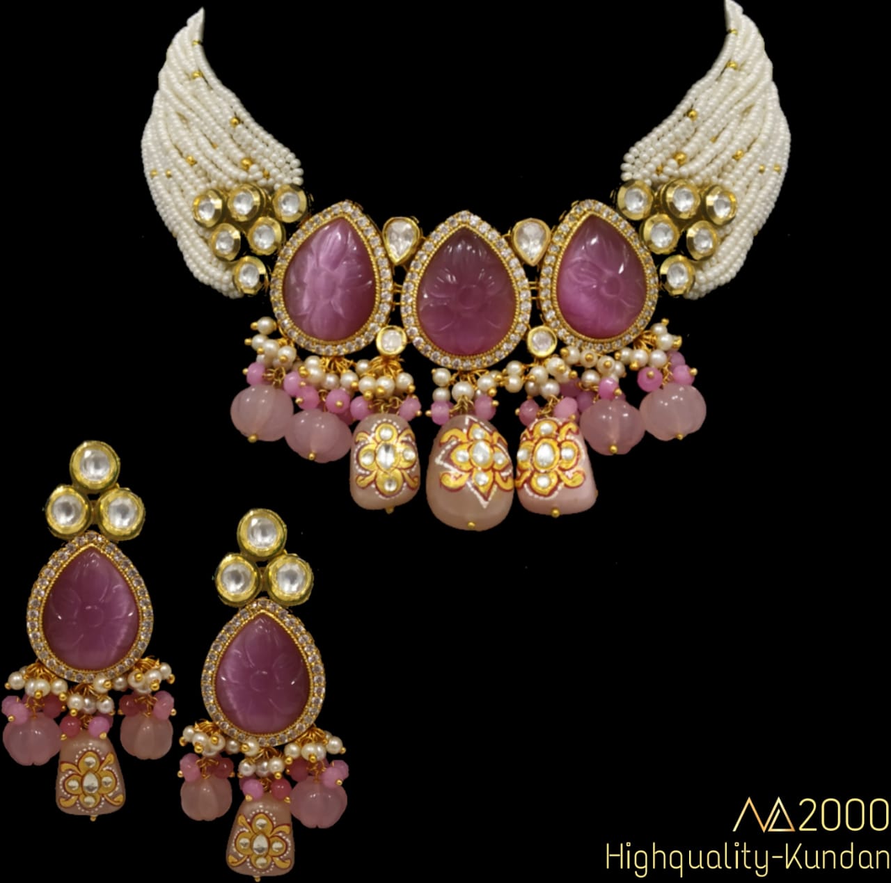 Crivas Pearl necklace set - Saffronfashionindia