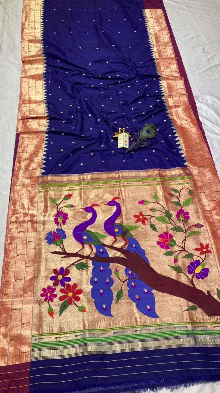 Muniya paithani silk saree - Saffronfashionindia