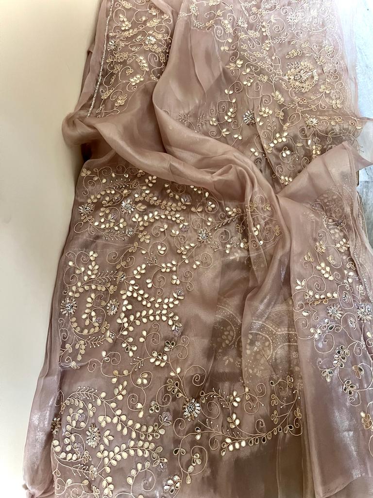 Gottapatti tissue organza saree - Saffronfashionindia