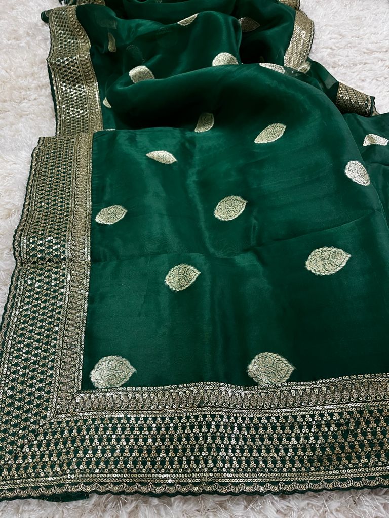 Emerald kora inspired saree - Saffronfashionindia