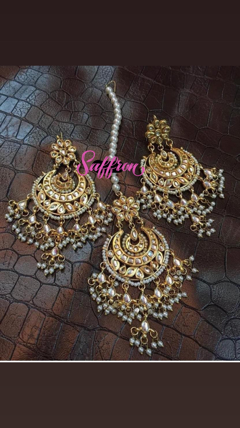 Harpeend Kundan tikka set - Saffronfashionindia