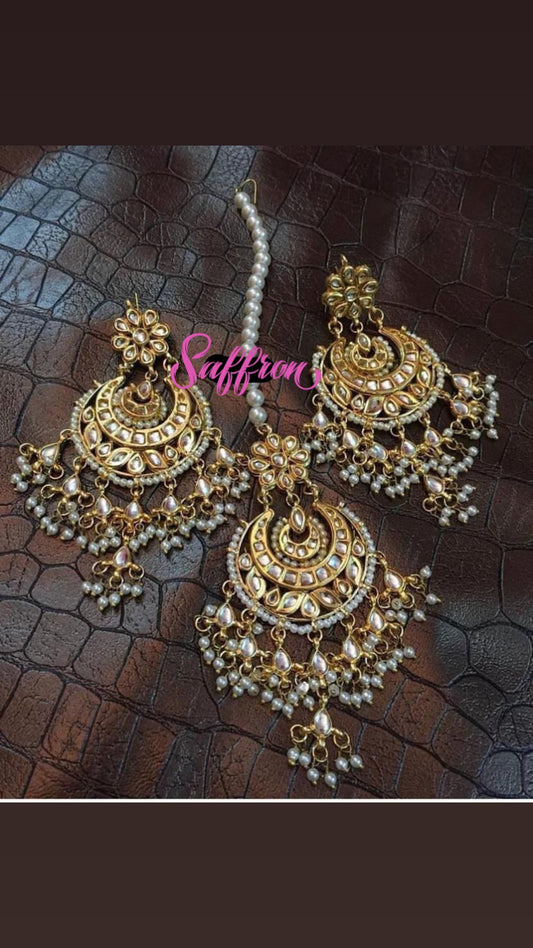 Harpeend Kundan tikka set - Saffronfashionindia