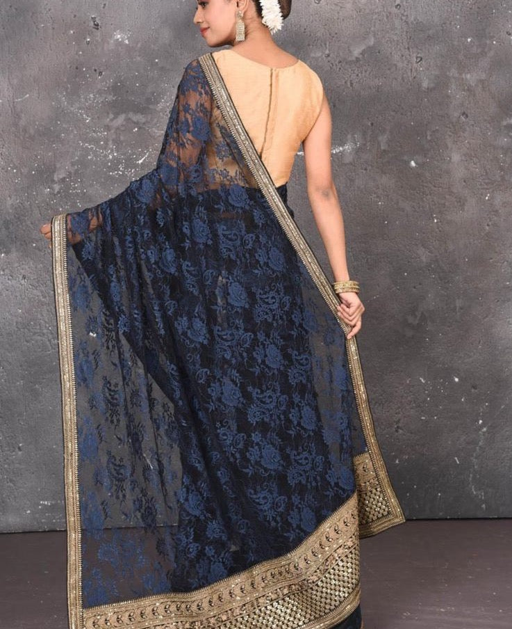 Stainley zardosi saree/net saree/chaintley sari - Saffronfashionindia