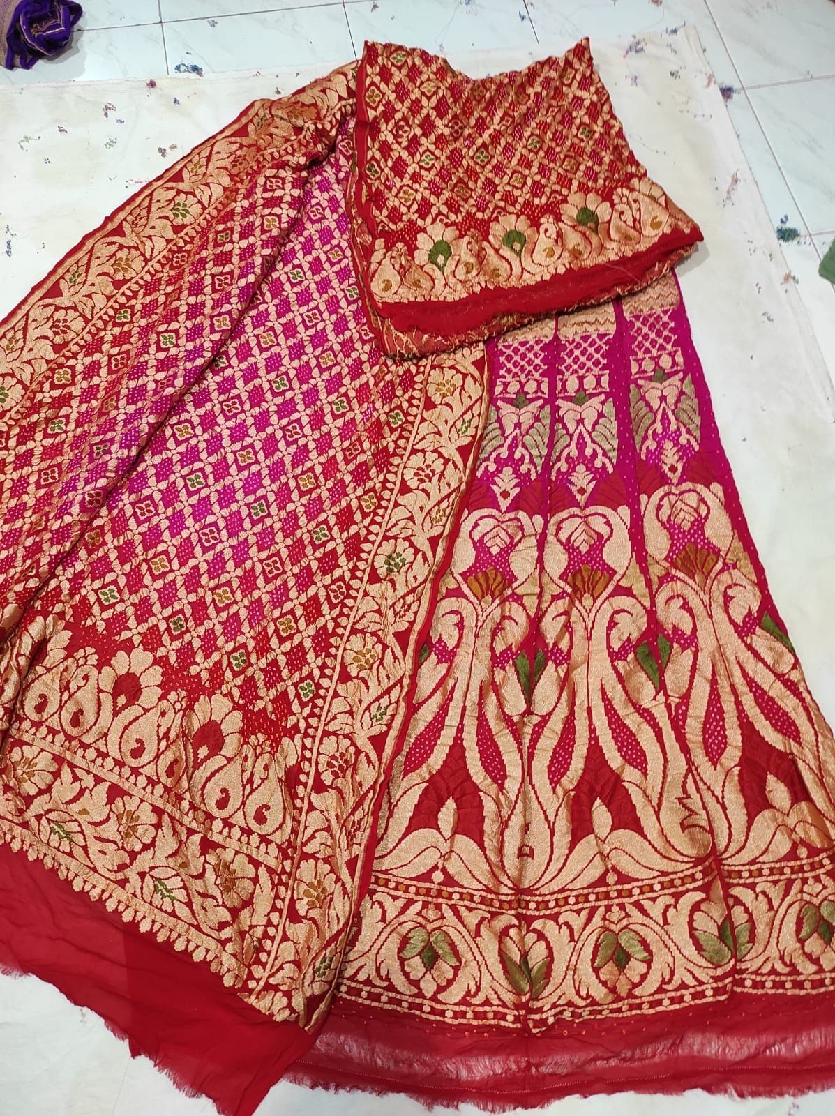 Kinjal bandhani Meenakari lehanga choli - Saffronfashionindia