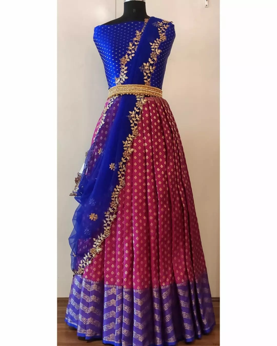 Banarsi pattu kanchi lehanga - Saffronfashionindia
