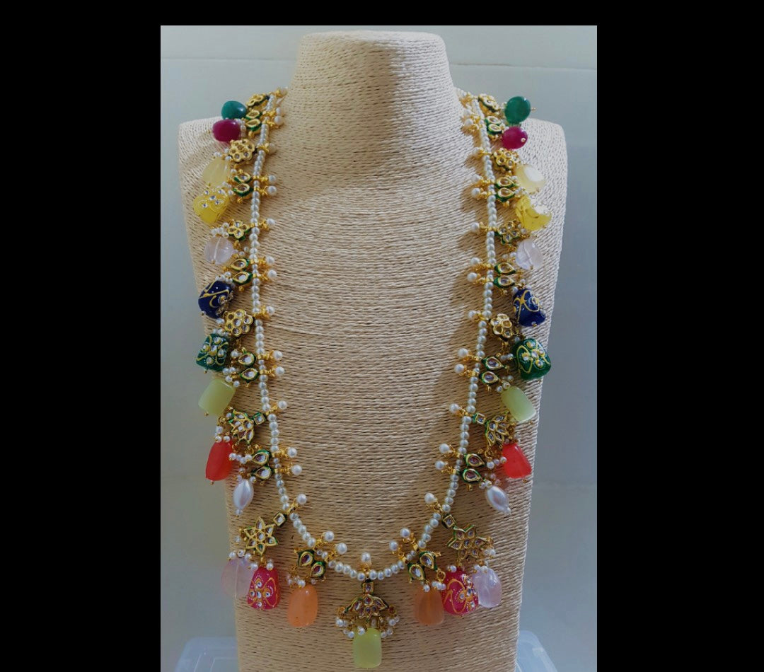 Pearls beaded necklace - Saffronfashionindia