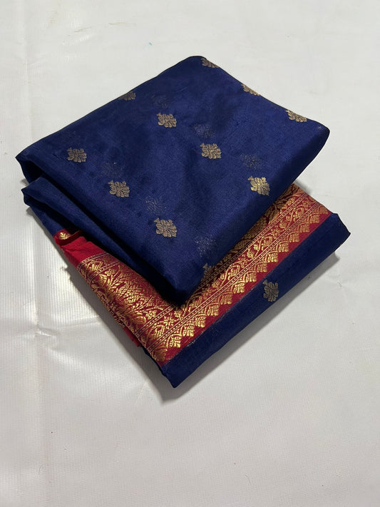 Royal blue Chanderi saree - Saffronfashionindia